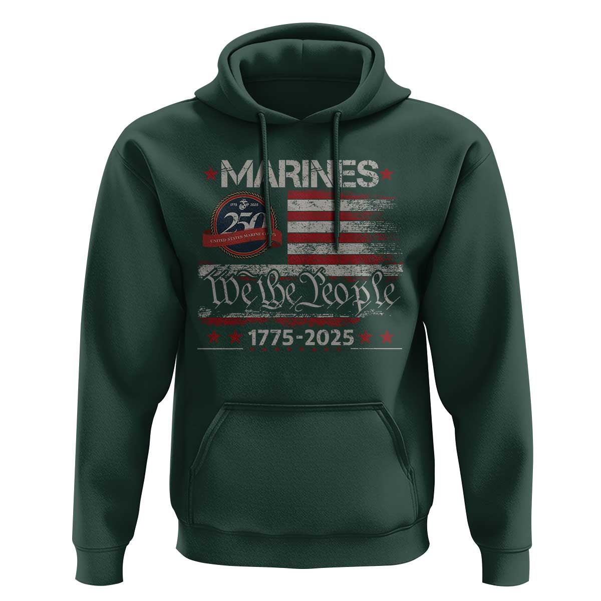 Marine Veteran 250th Anniversary Hoodie Retro Patriotic Military Gift American Flag - Wonder Print Shop