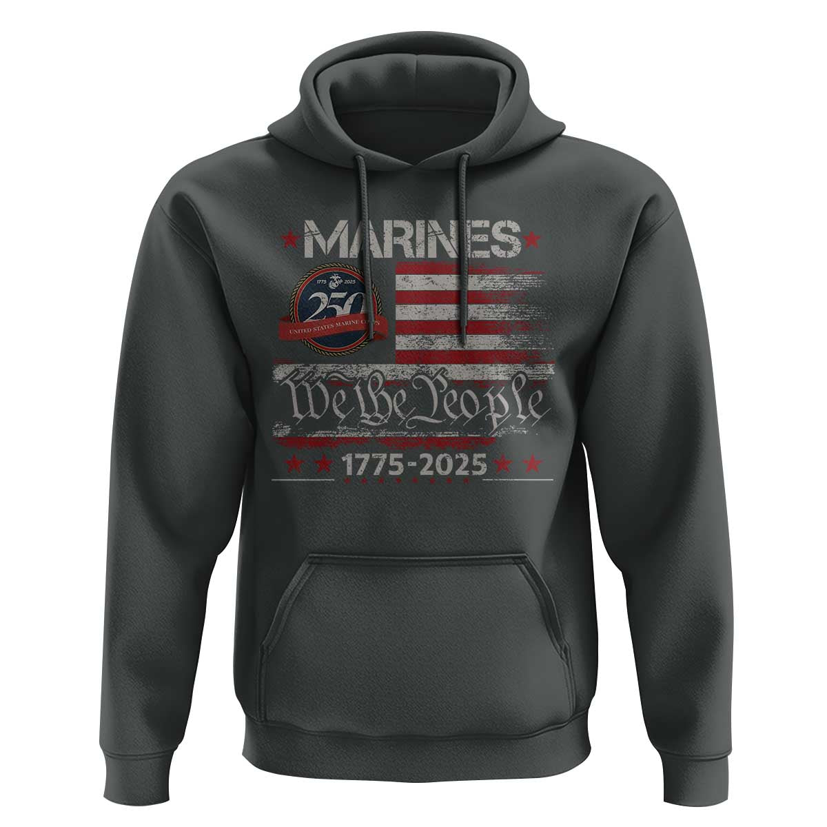 Marine Veteran 250th Anniversary Hoodie Retro Patriotic Military Gift American Flag - Wonder Print Shop