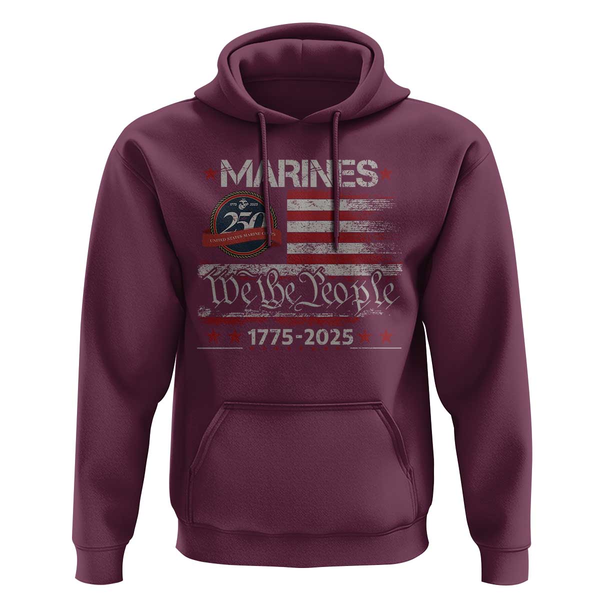 Marine Veteran 250th Anniversary Hoodie Retro Patriotic Military Gift American Flag - Wonder Print Shop