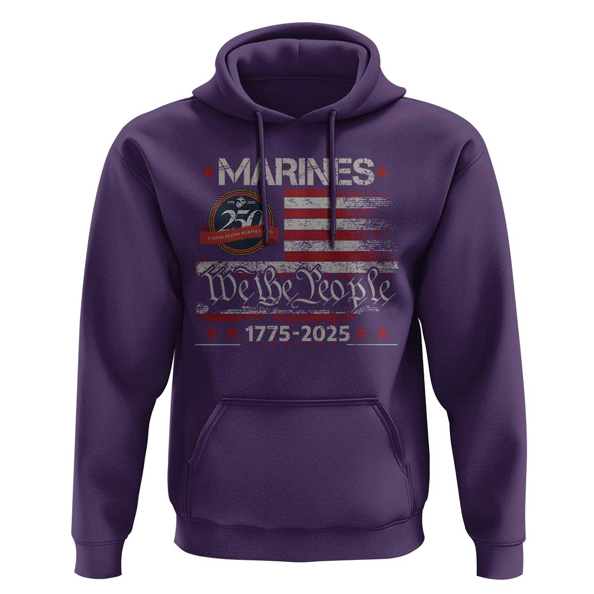 Marine Veteran 250th Anniversary Hoodie Retro Patriotic Military Gift American Flag - Wonder Print Shop