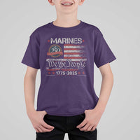 Marine Veteran 250th Anniversary T Shirt For Kid Retro Patriotic Military Gift American Flag - Wonder Print Shop