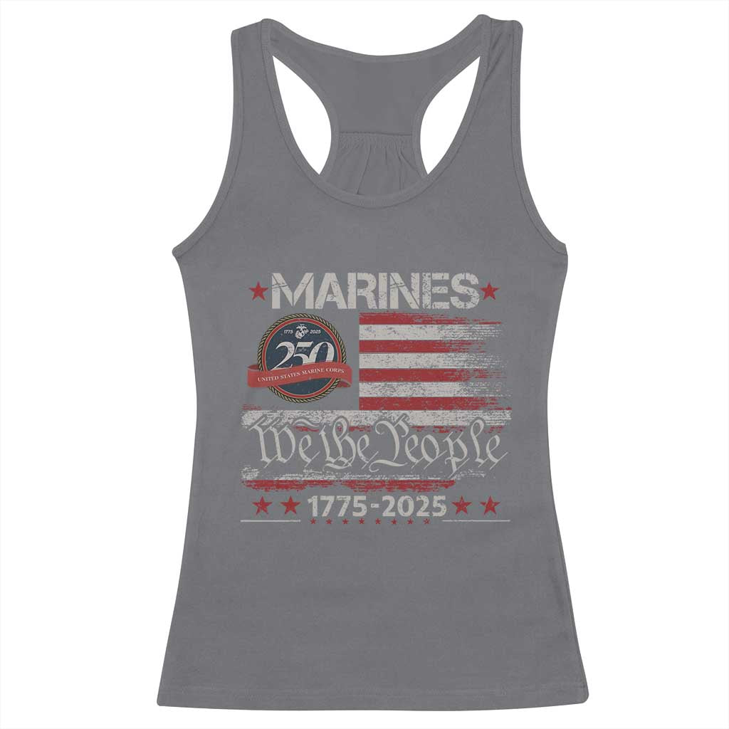 Marine Veteran 250th Anniversary Racerback Tank Top Retro Patriotic Military Gift American Flag - Wonder Print Shop