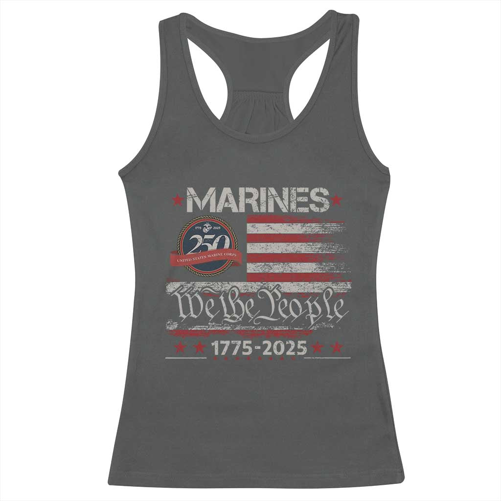Marine Veteran 250th Anniversary Racerback Tank Top Retro Patriotic Military Gift American Flag - Wonder Print Shop