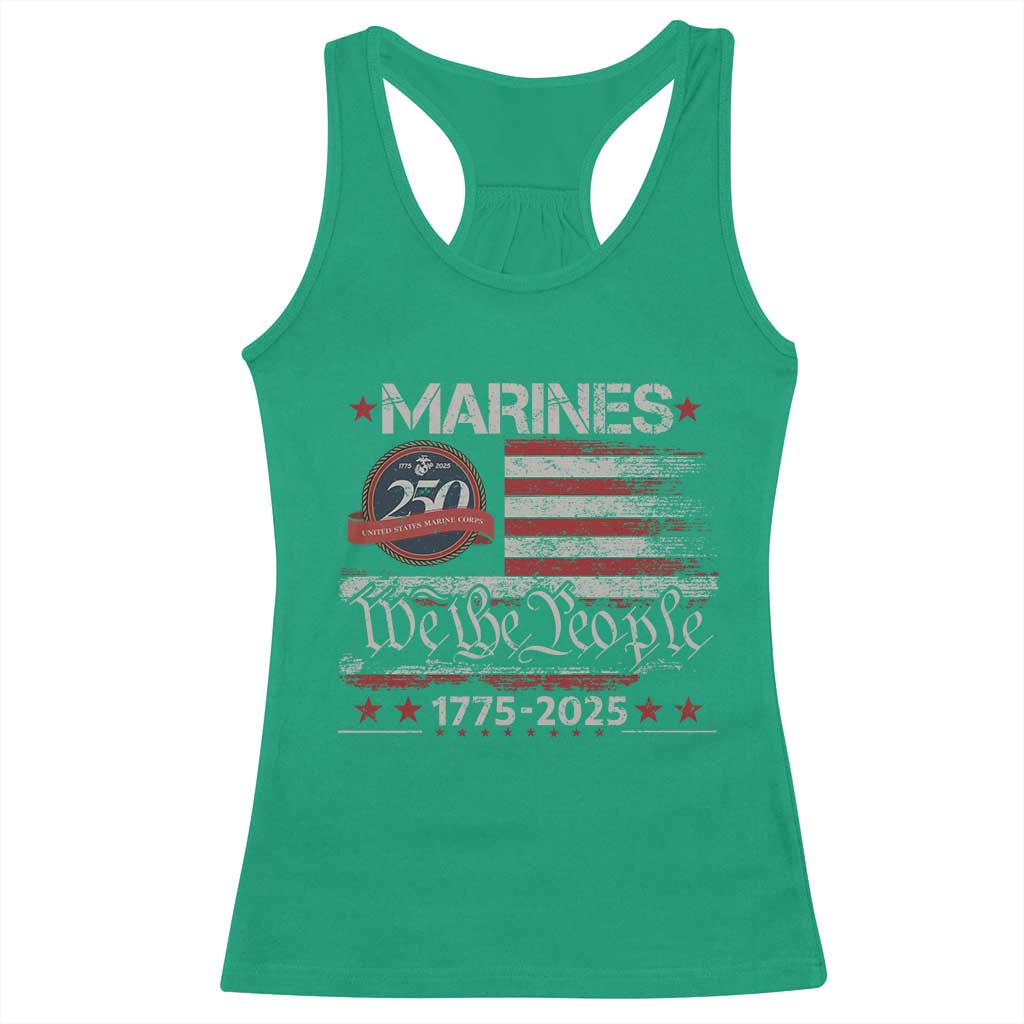 Marine Veteran 250th Anniversary Racerback Tank Top Retro Patriotic Military Gift American Flag - Wonder Print Shop