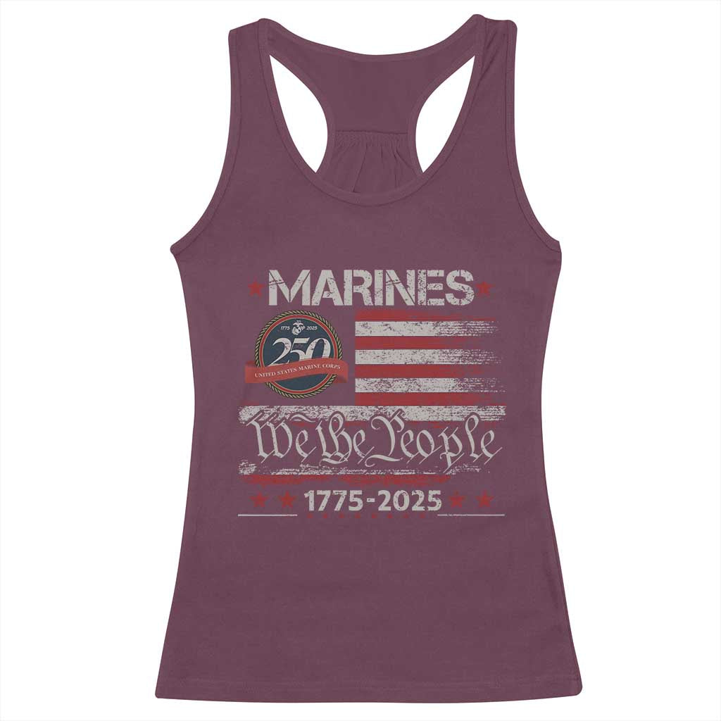 Marine Veteran 250th Anniversary Racerback Tank Top Retro Patriotic Military Gift American Flag - Wonder Print Shop