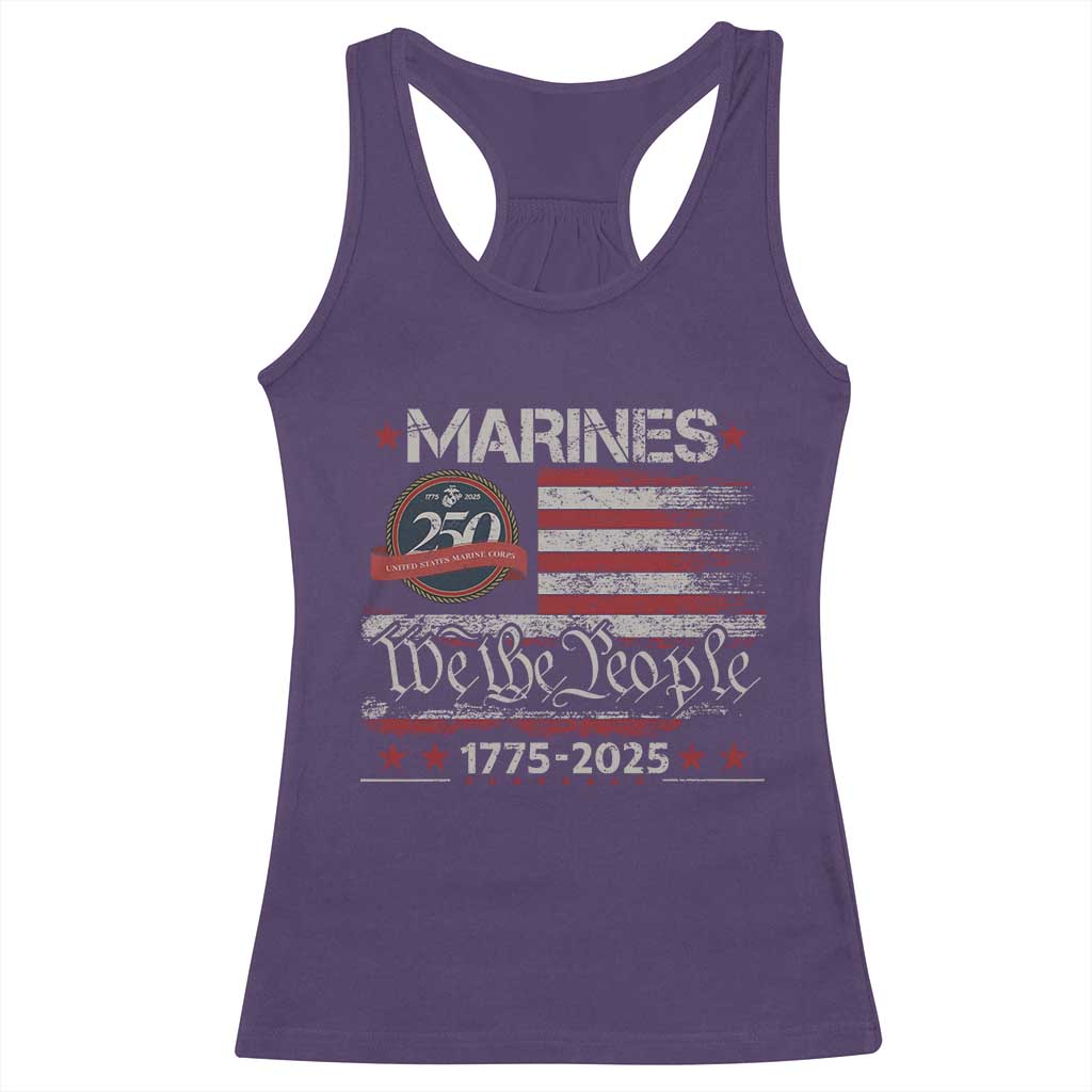 Marine Veteran 250th Anniversary Racerback Tank Top Retro Patriotic Military Gift American Flag - Wonder Print Shop