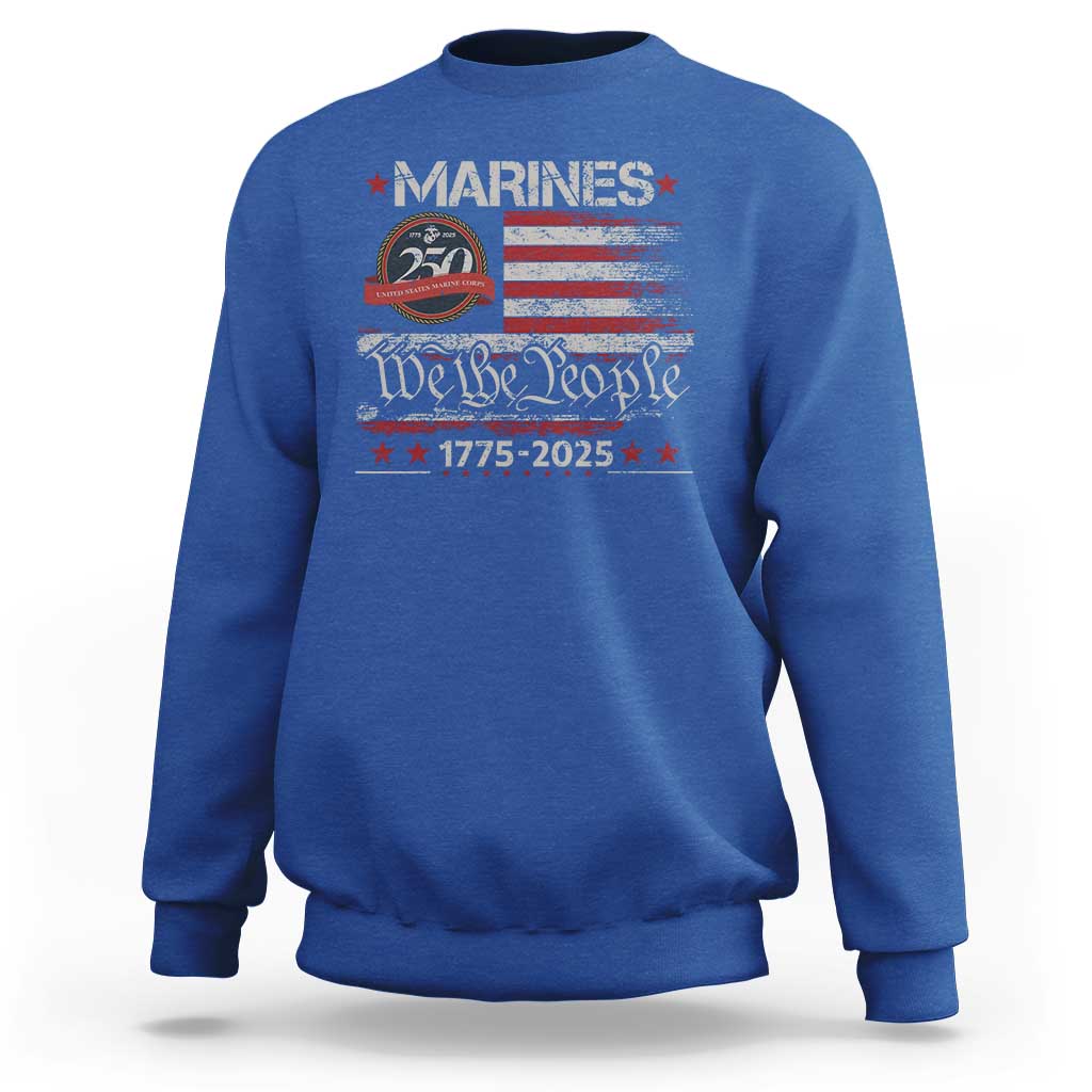 Marine Veteran 250th Anniversary Sweatshirt Retro Patriotic Military Gift American Flag - Wonder Print Shop