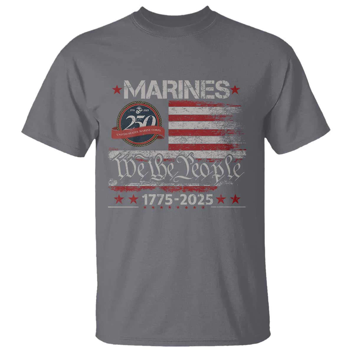 Marine Veteran 250th Anniversary T Shirt Retro Patriotic Military Gift American Flag - Wonder Print Shop