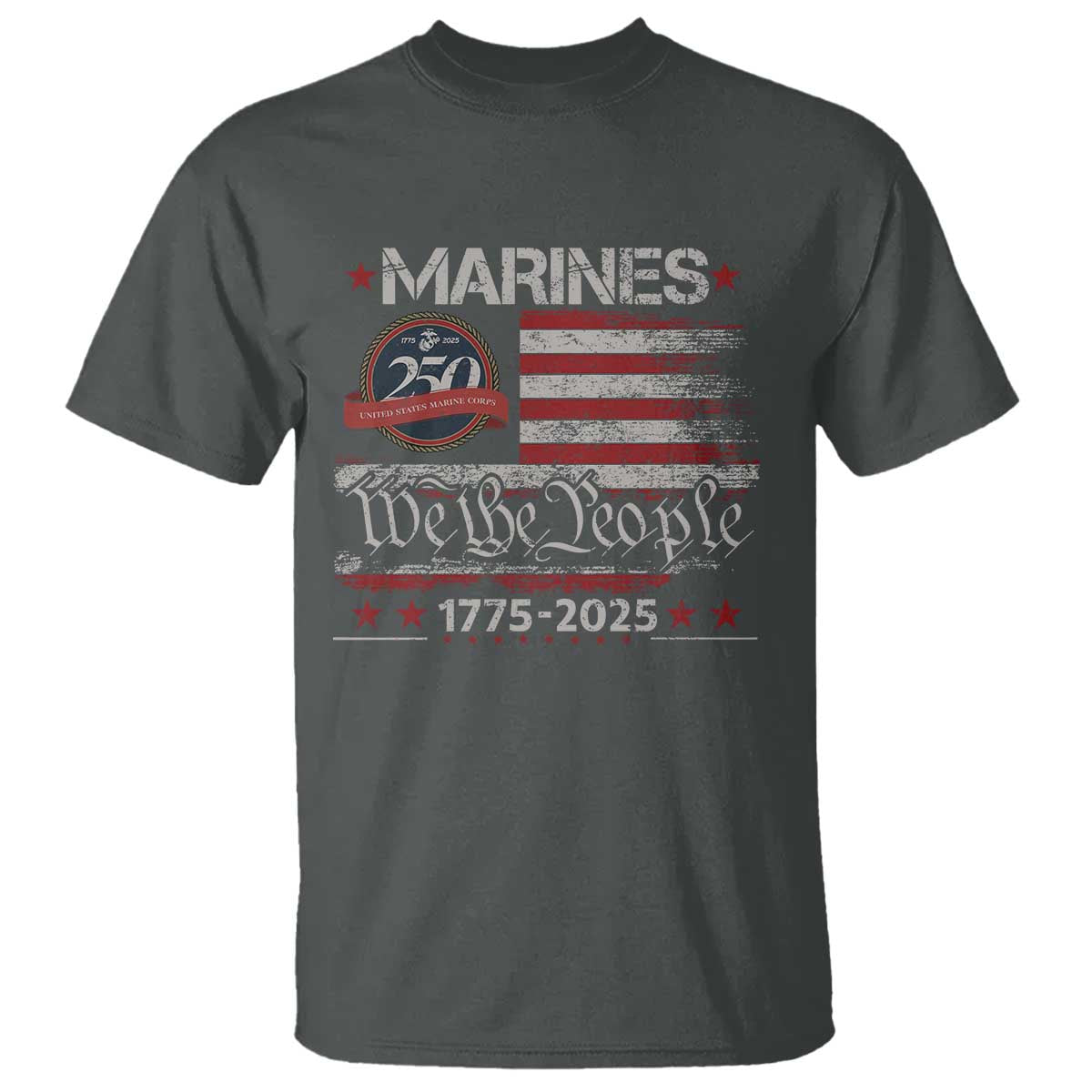 Marine Veteran 250th Anniversary T Shirt Retro Patriotic Military Gift American Flag - Wonder Print Shop