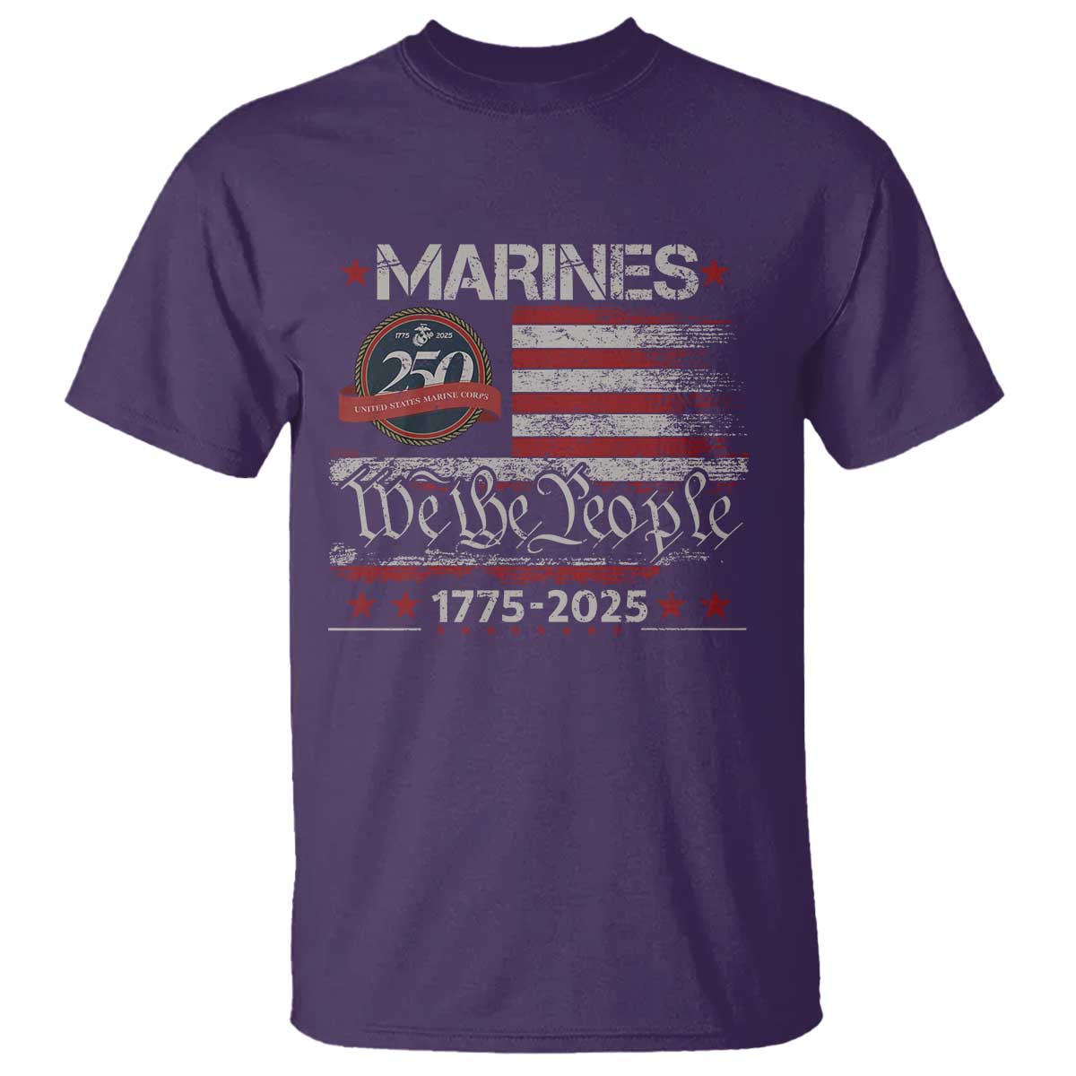 Marine Veteran 250th Anniversary T Shirt Retro Patriotic Military Gift American Flag - Wonder Print Shop