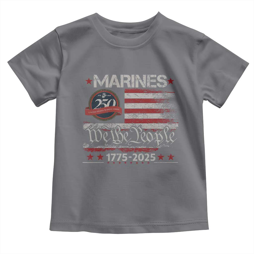 Marine Veteran 250th Anniversary Toddler T Shirt Retro Patriotic Military Gift American Flag - Wonder Print Shop
