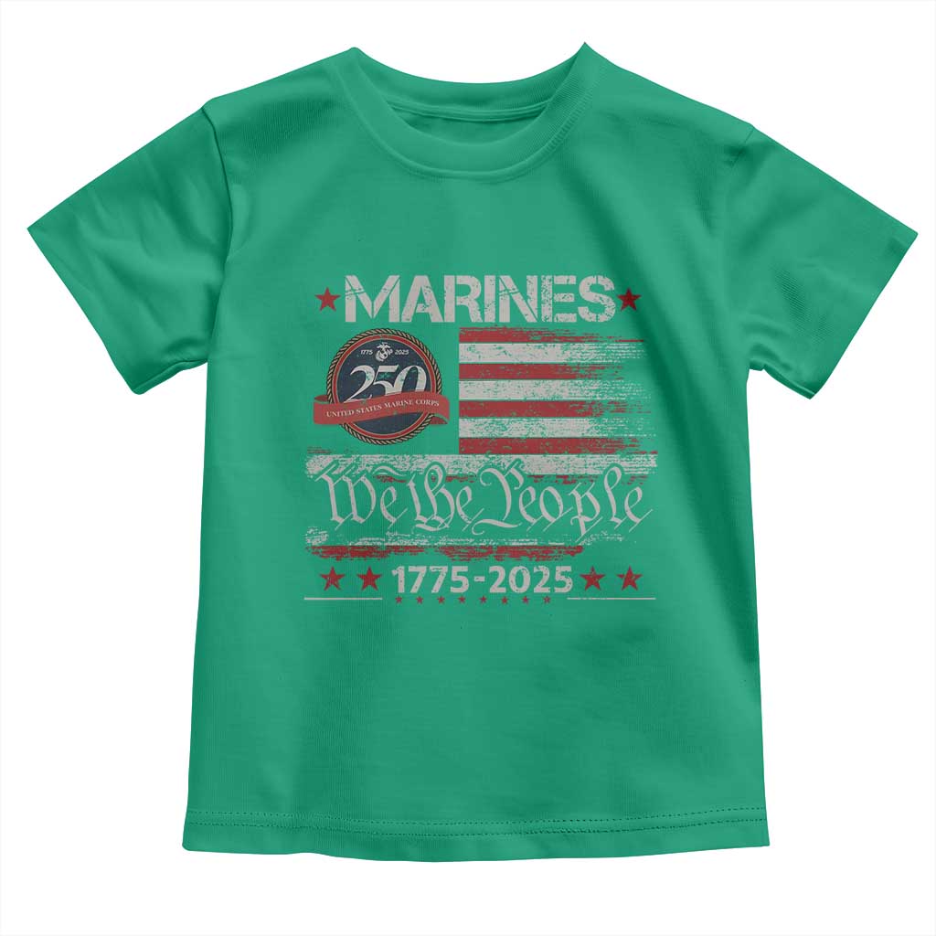 Marine Veteran 250th Anniversary Toddler T Shirt Retro Patriotic Military Gift American Flag - Wonder Print Shop