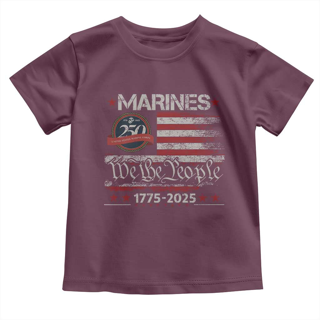 Marine Veteran 250th Anniversary Toddler T Shirt Retro Patriotic Military Gift American Flag - Wonder Print Shop