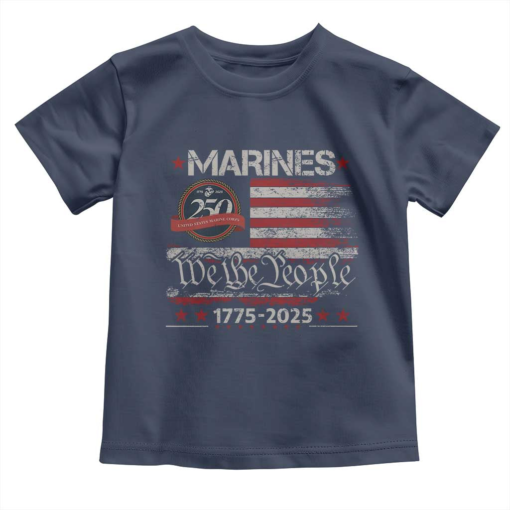 Marine Veteran 250th Anniversary Toddler T Shirt Retro Patriotic Military Gift American Flag - Wonder Print Shop