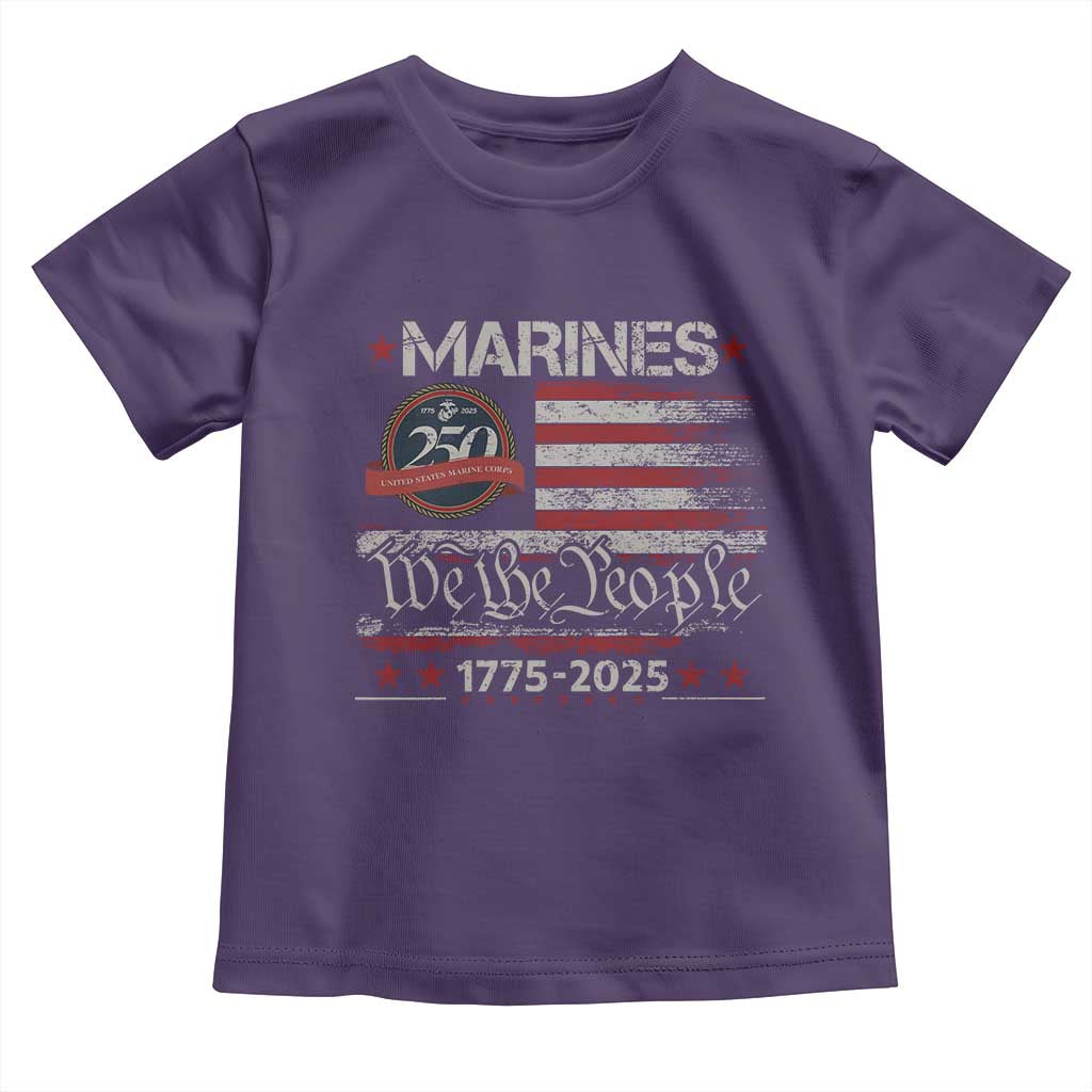 Marine Veteran 250th Anniversary Toddler T Shirt Retro Patriotic Military Gift American Flag - Wonder Print Shop