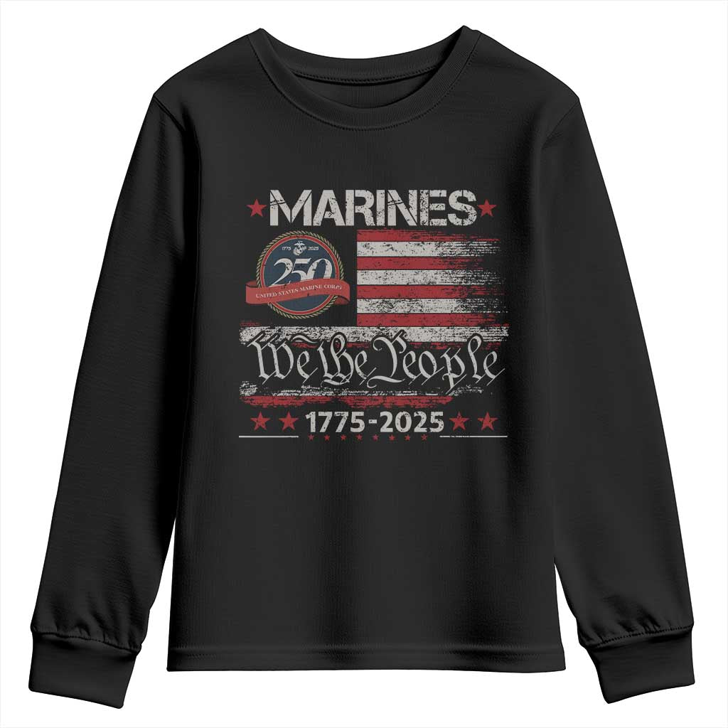 Marine Veteran 250th Anniversary Youth Sweatshirt Retro Patriotic Military Gift American Flag - Wonder Print Shop