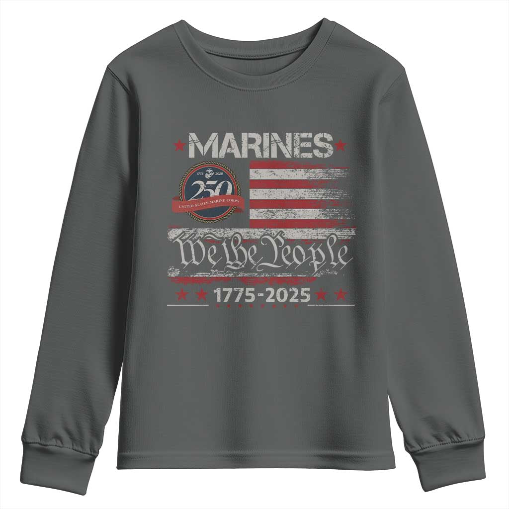 Marine Veteran 250th Anniversary Youth Sweatshirt Retro Patriotic Military Gift American Flag - Wonder Print Shop