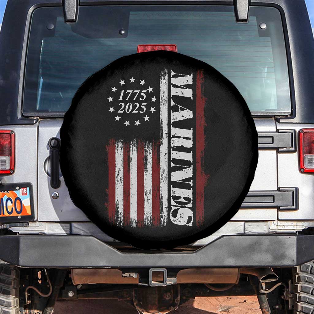 Marine 250th Anniversary Spare Tire Cover Retro Patriotic Military Veteran Gift American Flag - Wonder Print Shop