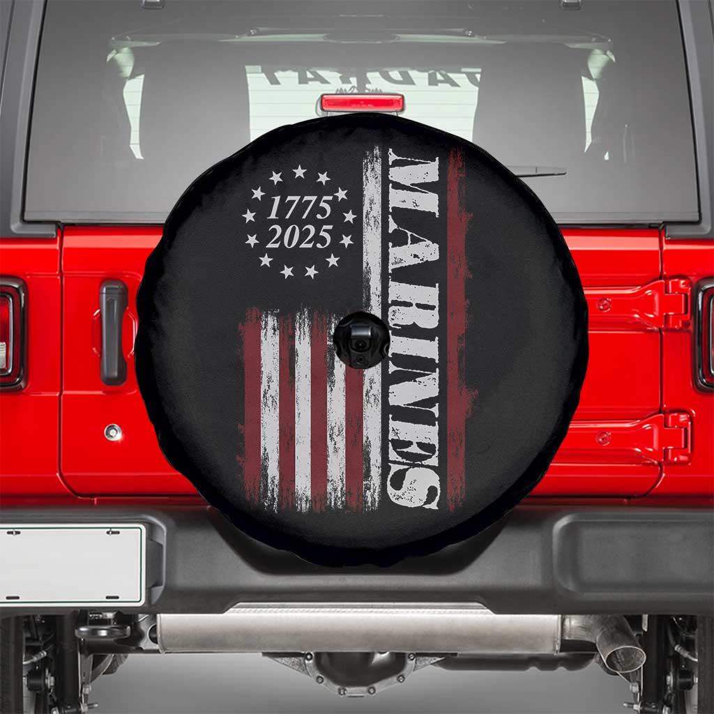 Marine 250th Anniversary Spare Tire Cover Retro Patriotic Military Veteran Gift American Flag - Wonder Print Shop
