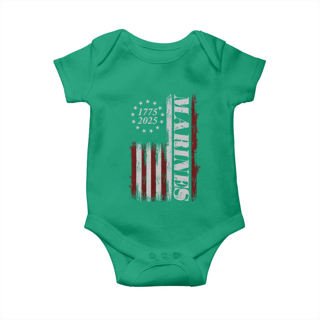 Marine 250th Anniversary Baby Onesie Retro Patriotic Military Veteran Gift American Flag - Wonder Print Shop