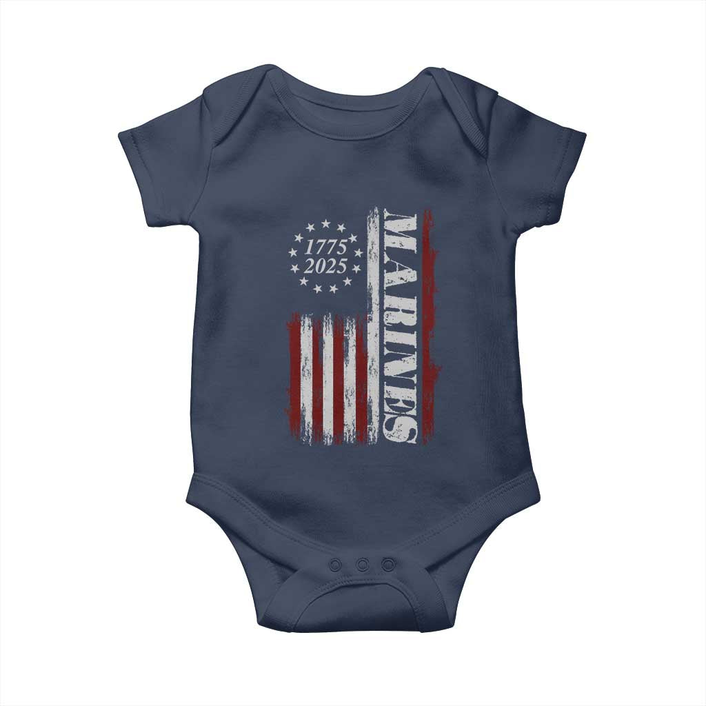 Marine 250th Anniversary Baby Onesie Retro Patriotic Military Veteran Gift American Flag - Wonder Print Shop