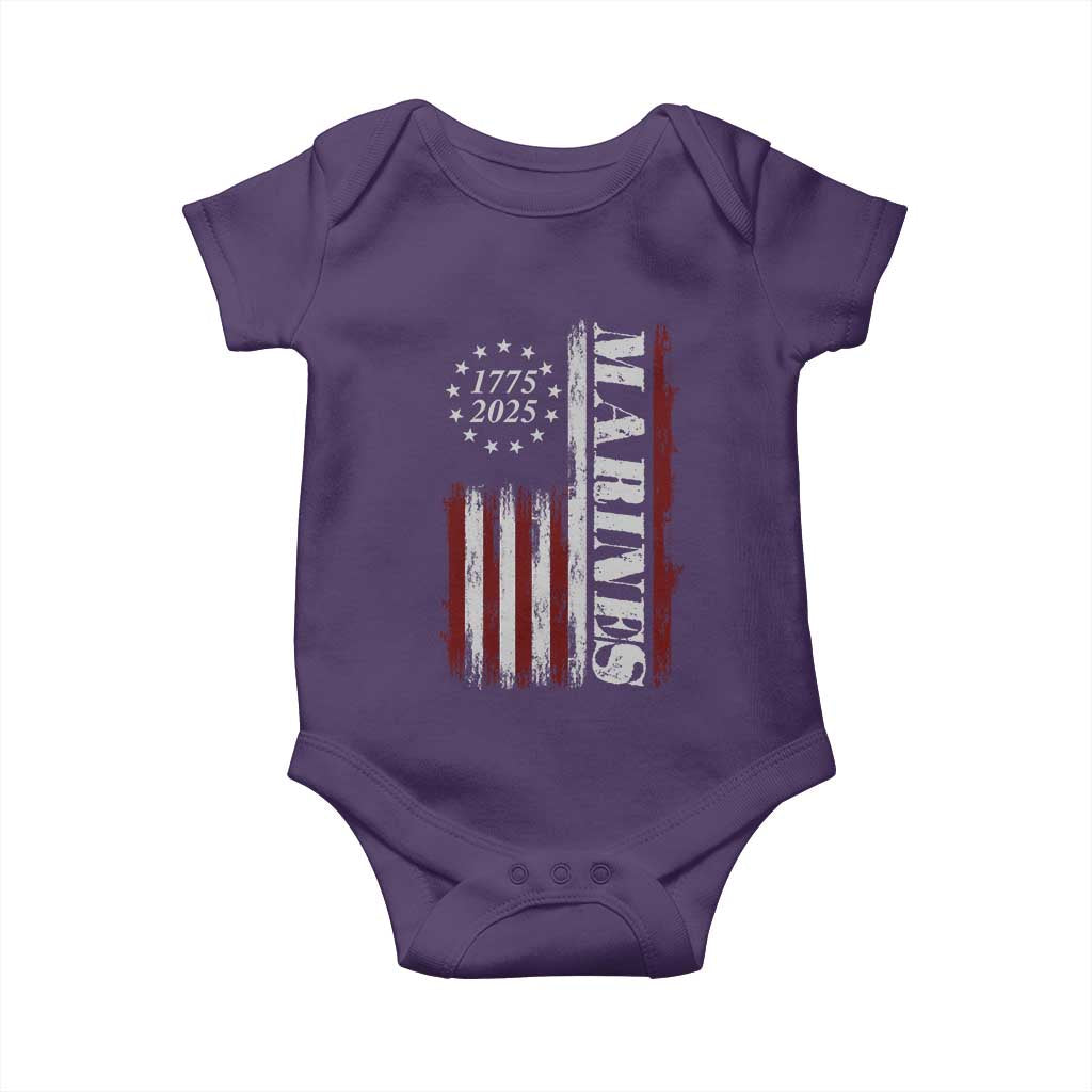Marine 250th Anniversary Baby Onesie Retro Patriotic Military Veteran Gift American Flag - Wonder Print Shop