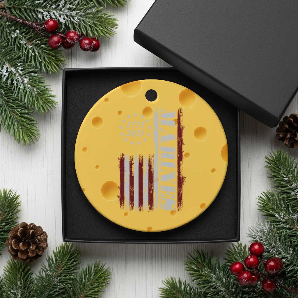 Marine 250th Anniversary Ceramic Ornament Retro Patriotic Military Veteran Gift American Flag - Wonder Print Shop
