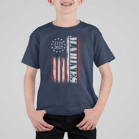 Marine 250th Anniversary T Shirt For Kid Retro Patriotic Military Veteran Gift American Flag - Wonder Print Shop