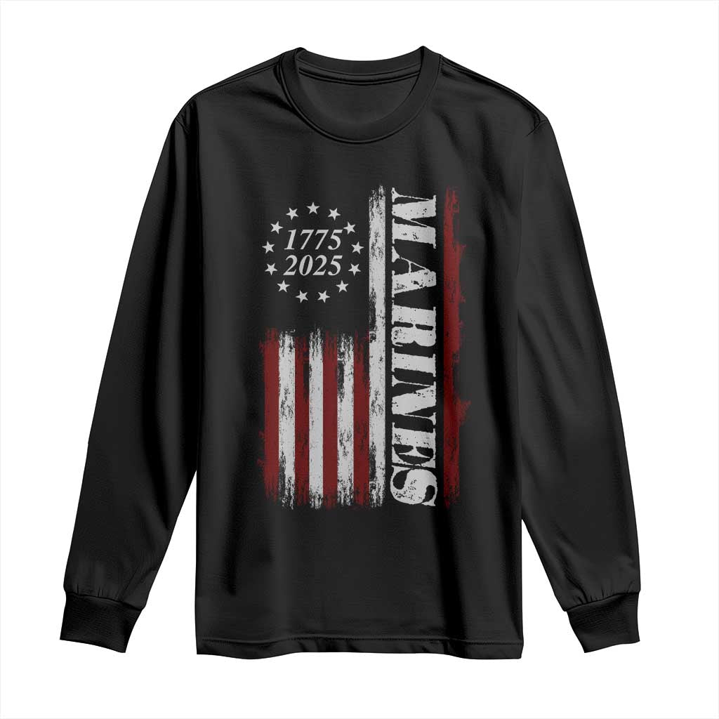 Marine 250th Anniversary Long Sleeve Shirt Retro Patriotic Military Veteran Gift American Flag - Wonder Print Shop
