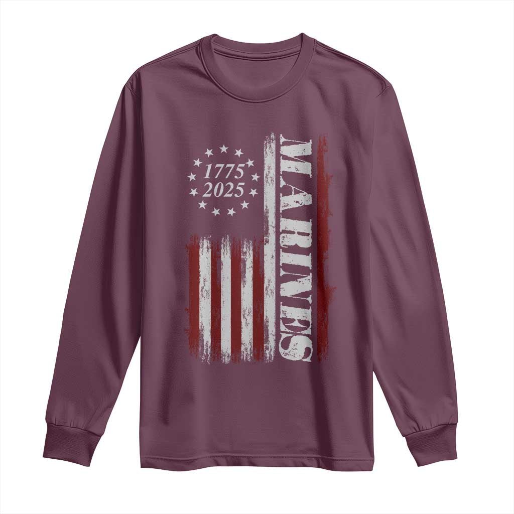 Marine 250th Anniversary Long Sleeve Shirt Retro Patriotic Military Veteran Gift American Flag - Wonder Print Shop