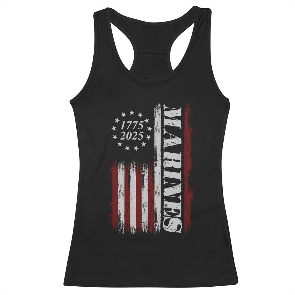 Marine 250th Anniversary Racerback Tank Top Retro Patriotic Military Veteran Gift American Flag - Wonder Print Shop