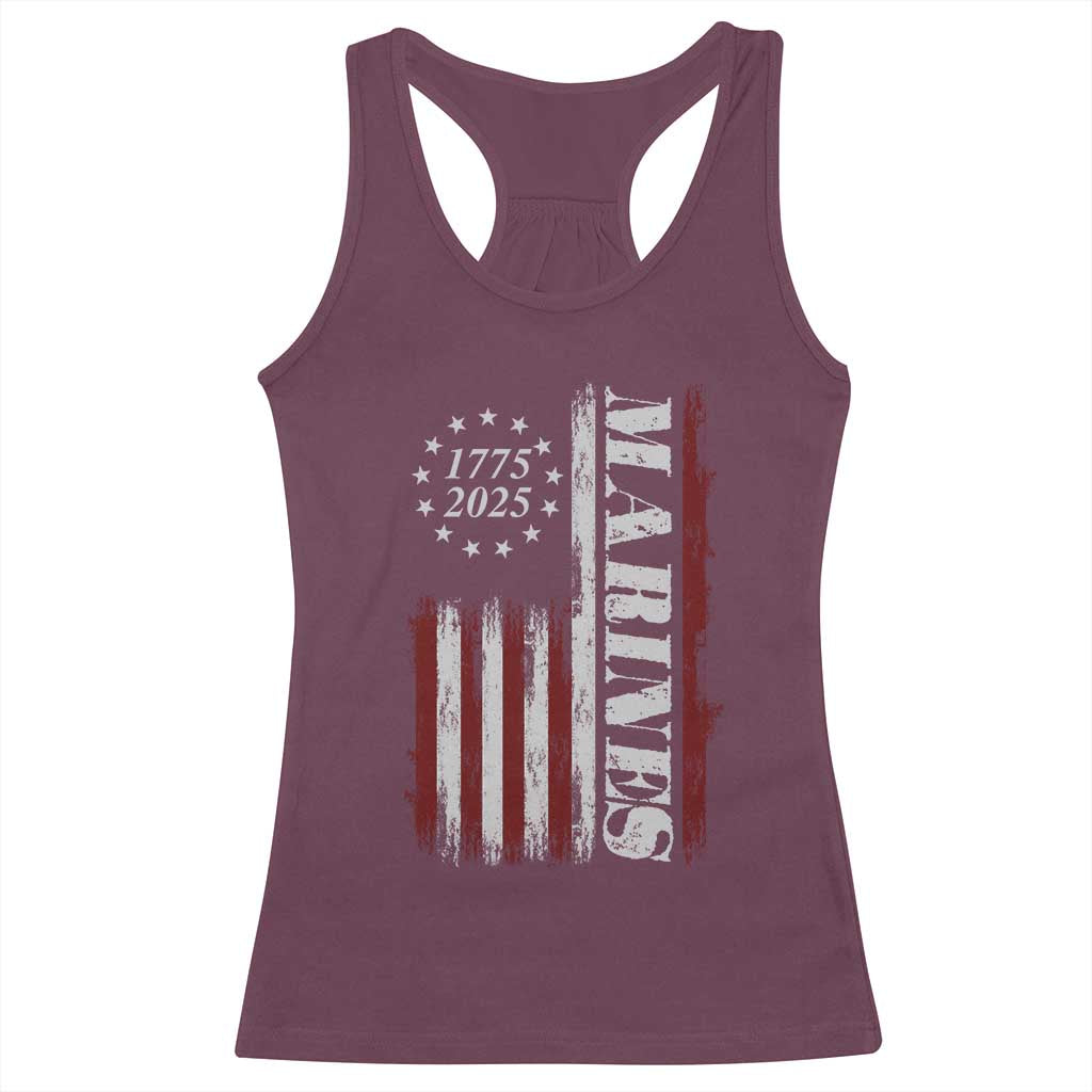 Marine 250th Anniversary Racerback Tank Top Retro Patriotic Military Veteran Gift American Flag - Wonder Print Shop
