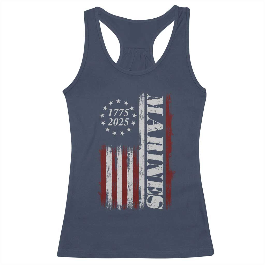 Marine 250th Anniversary Racerback Tank Top Retro Patriotic Military Veteran Gift American Flag - Wonder Print Shop