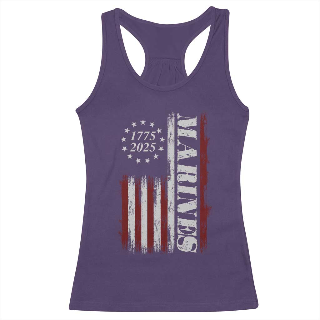Marine 250th Anniversary Racerback Tank Top Retro Patriotic Military Veteran Gift American Flag - Wonder Print Shop