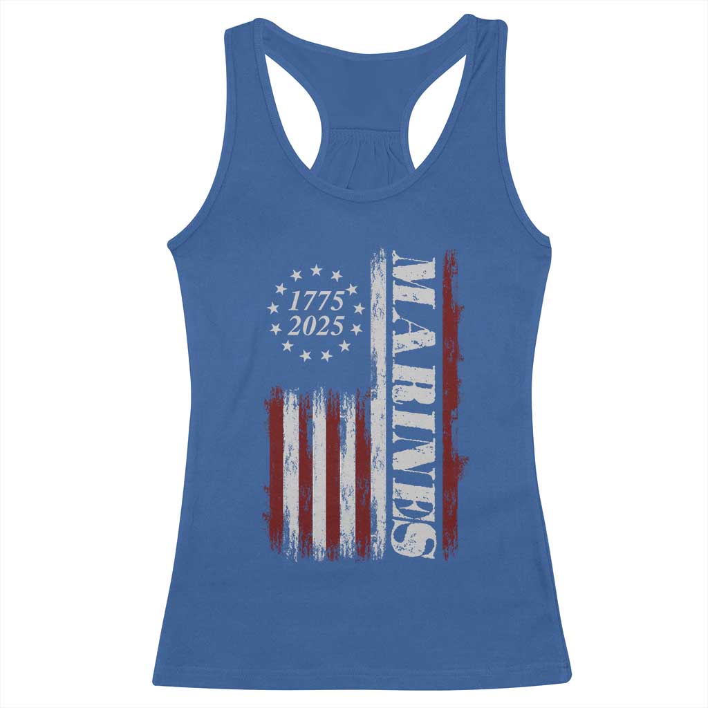 Marine 250th Anniversary Racerback Tank Top Retro Patriotic Military Veteran Gift American Flag - Wonder Print Shop