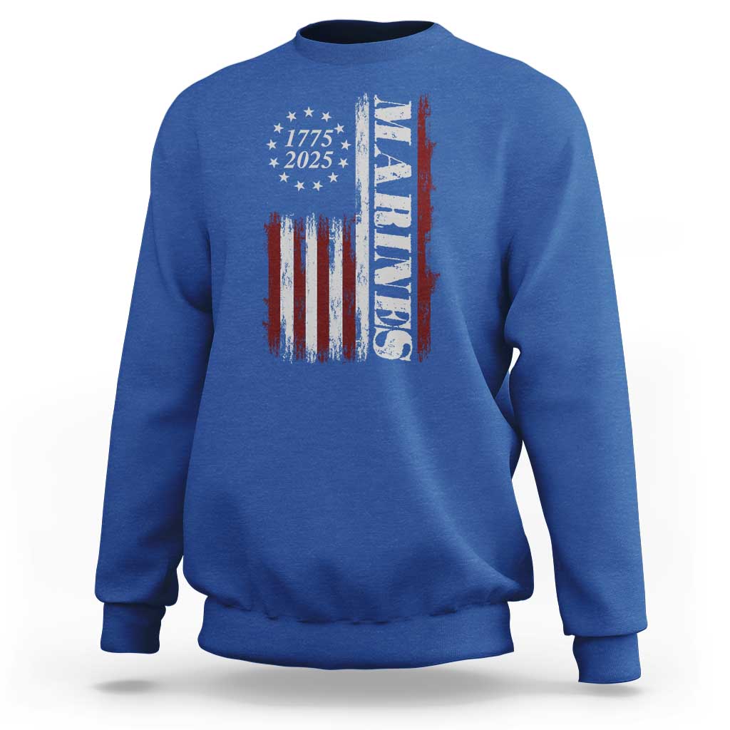 Marine 250th Anniversary Sweatshirt Retro Patriotic Military Veteran Gift American Flag - Wonder Print Shop