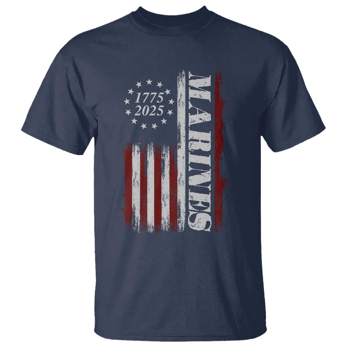 Marine 250th Anniversary T Shirt Retro Patriotic Military Veteran Gift American Flag - Wonder Print Shop