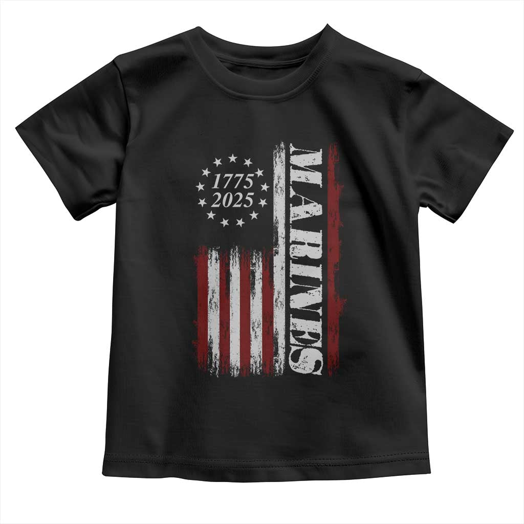 Marine 250th Anniversary Toddler T Shirt Retro Patriotic Military Veteran Gift American Flag - Wonder Print Shop