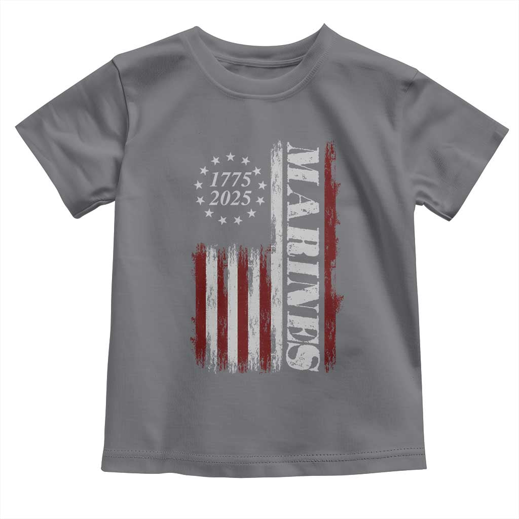 Marine 250th Anniversary Toddler T Shirt Retro Patriotic Military Veteran Gift American Flag - Wonder Print Shop