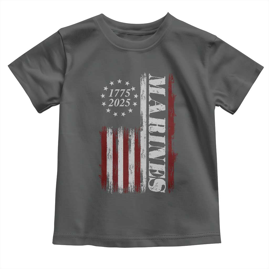 Marine 250th Anniversary Toddler T Shirt Retro Patriotic Military Veteran Gift American Flag - Wonder Print Shop