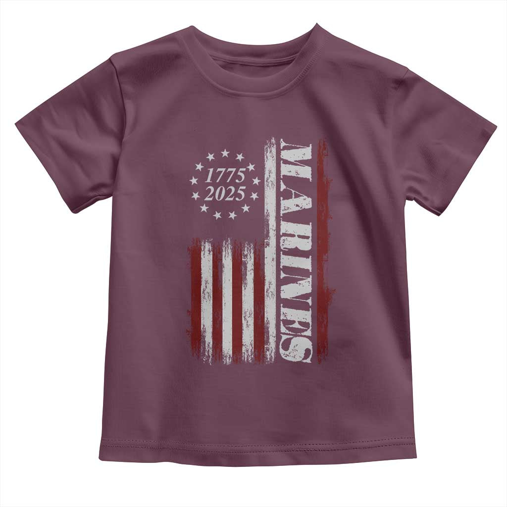 Marine 250th Anniversary Toddler T Shirt Retro Patriotic Military Veteran Gift American Flag - Wonder Print Shop