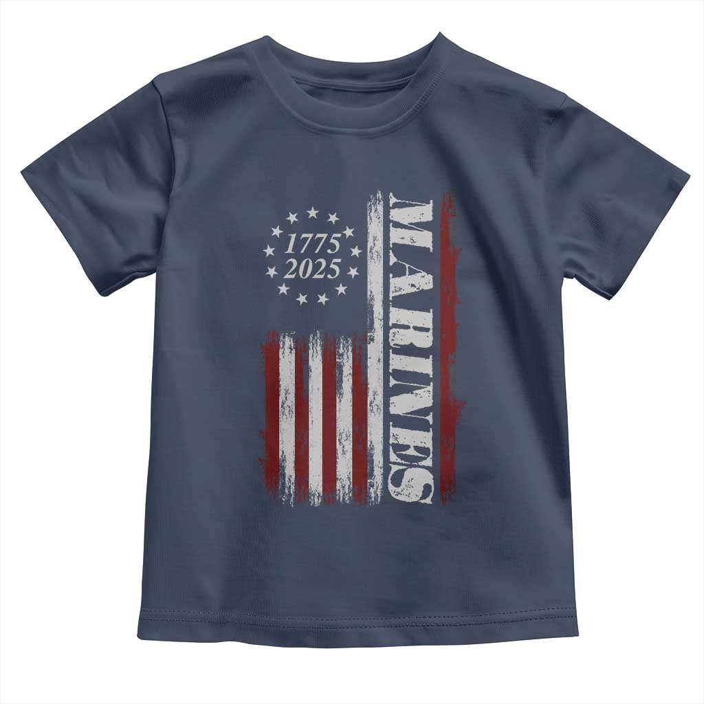 Marine 250th Anniversary Toddler T Shirt Retro Patriotic Military Veteran Gift American Flag - Wonder Print Shop