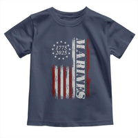 Marine 250th Anniversary Toddler T Shirt Retro Patriotic Military Veteran Gift American Flag - Wonder Print Shop