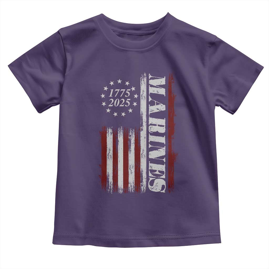 Marine 250th Anniversary Toddler T Shirt Retro Patriotic Military Veteran Gift American Flag - Wonder Print Shop
