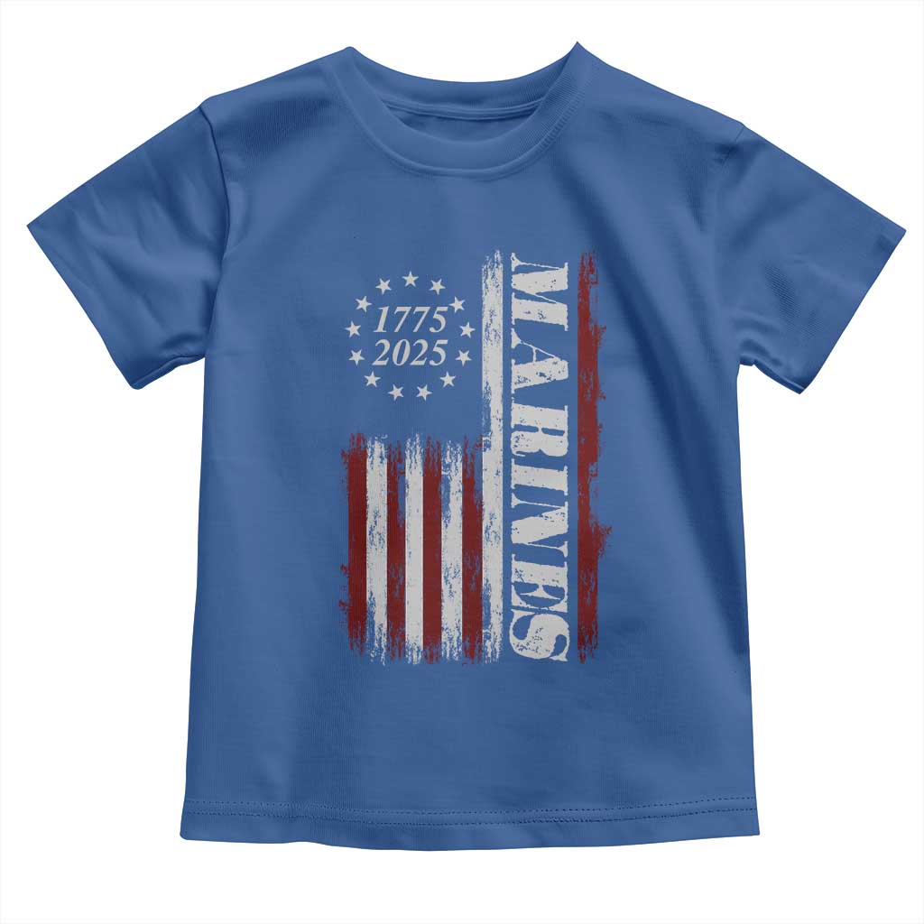 Marine 250th Anniversary Toddler T Shirt Retro Patriotic Military Veteran Gift American Flag - Wonder Print Shop