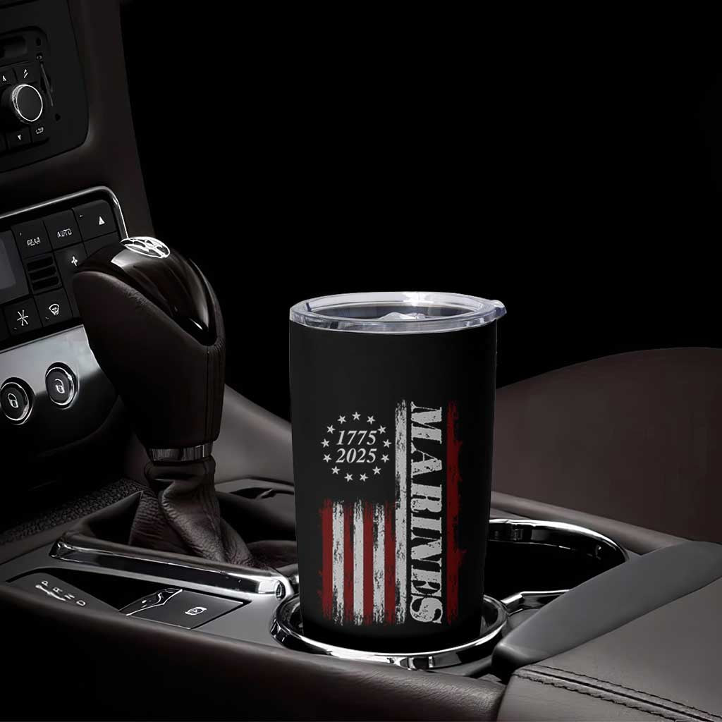 Marine 250th Anniversary Tumbler Cup Retro Patriotic Military Veteran Gift American Flag - Wonder Print Shop