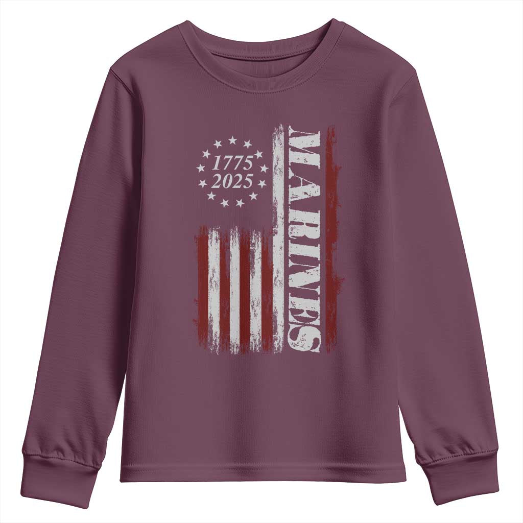 Marine 250th Anniversary Youth Sweatshirt Retro Patriotic Military Veteran Gift American Flag - Wonder Print Shop
