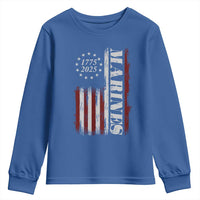 Marine 250th Anniversary Youth Sweatshirt Retro Patriotic Military Veteran Gift American Flag - Wonder Print Shop