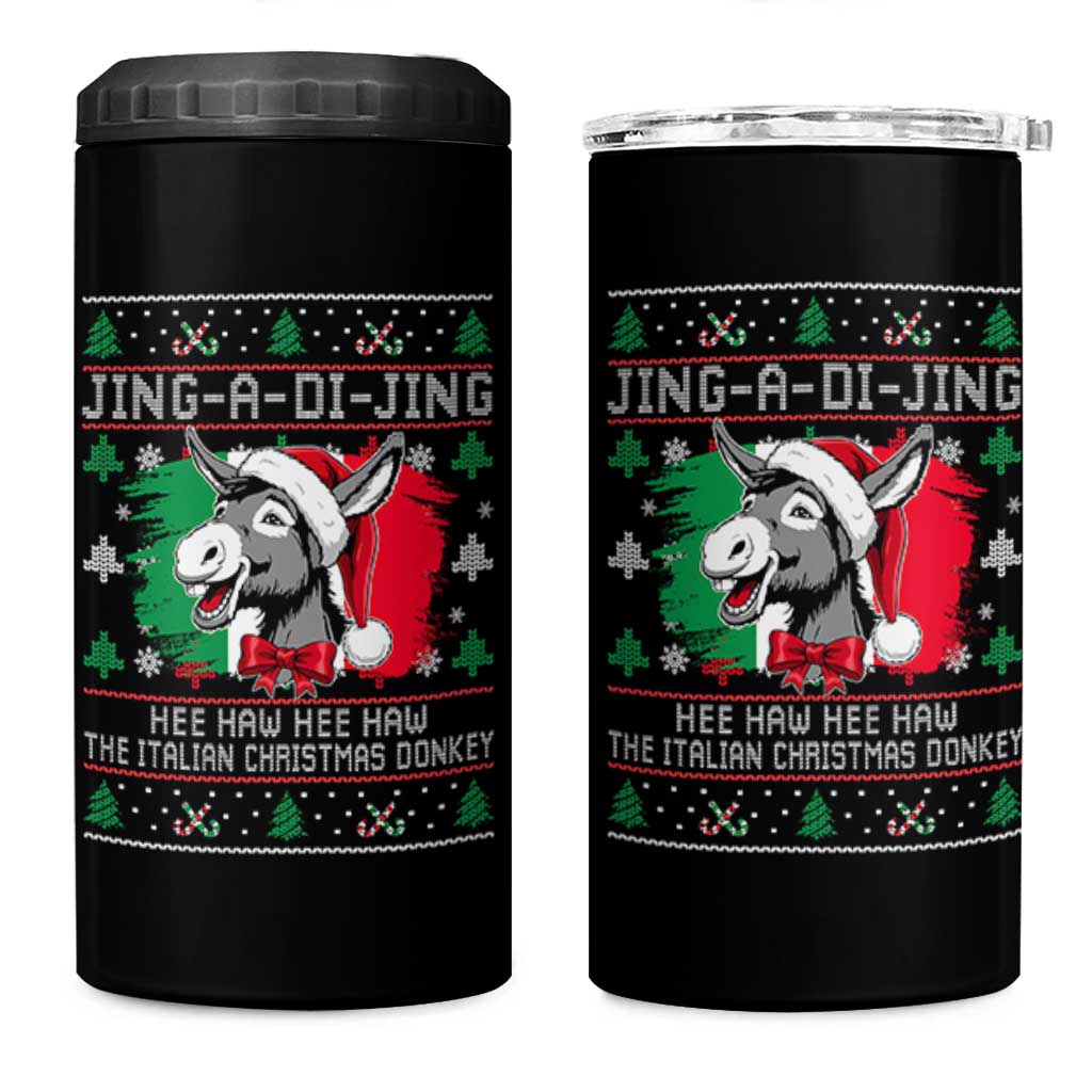 Italian Christmas Donkey 4 in 1 Can Cooler Tumbler Jing a Di Jing Dominick the Ugly Christmas - Wonder Print Shop