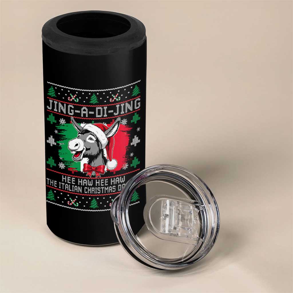 Italian Christmas Donkey 4 in 1 Can Cooler Tumbler Jing a Di Jing Dominick the Ugly Christmas - Wonder Print Shop